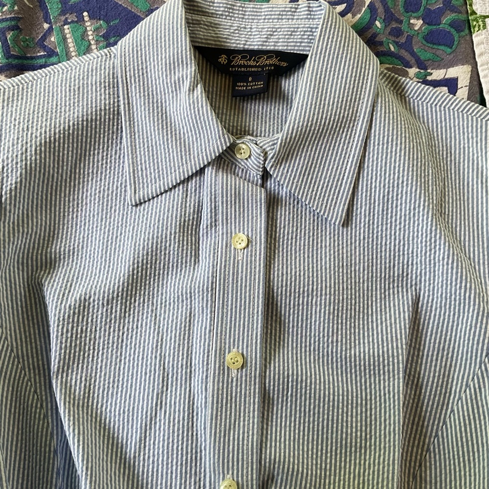 Brooks Brothers Blue and White Casual Button Down Shirt